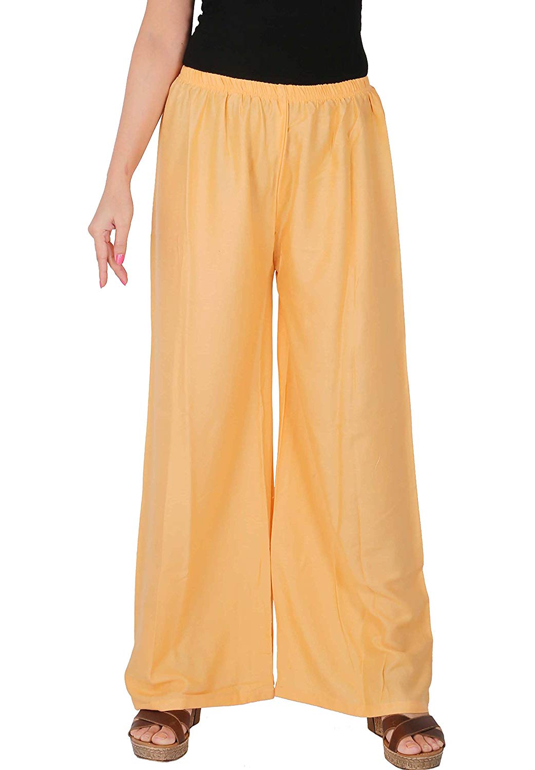 Vastraas Women’s Pure Rayon Plain Palazzo(Size: Free )Skin Color