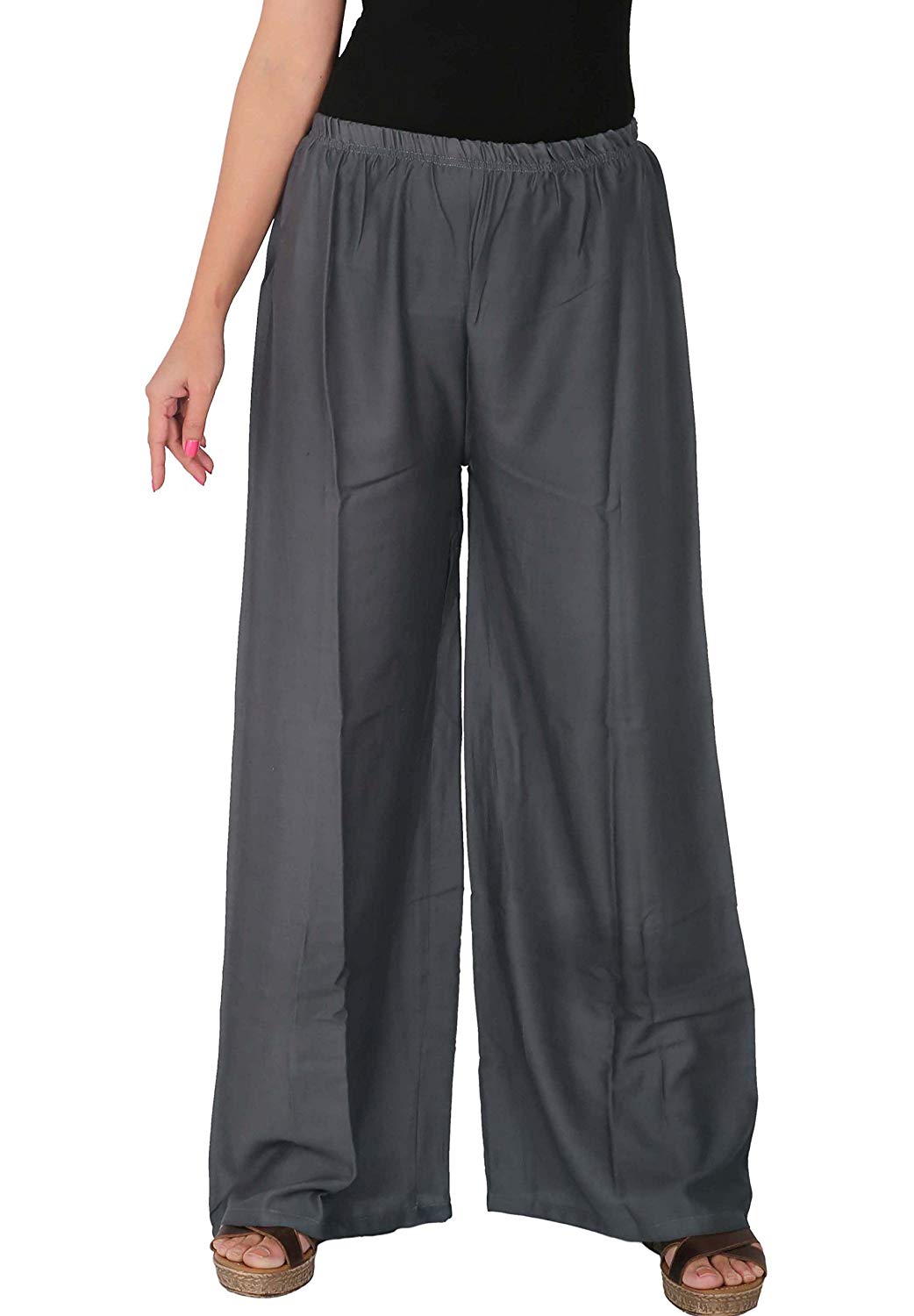 Vastraas Women’s Pure Rayon Plain Palazzo(Size: Free )Gray