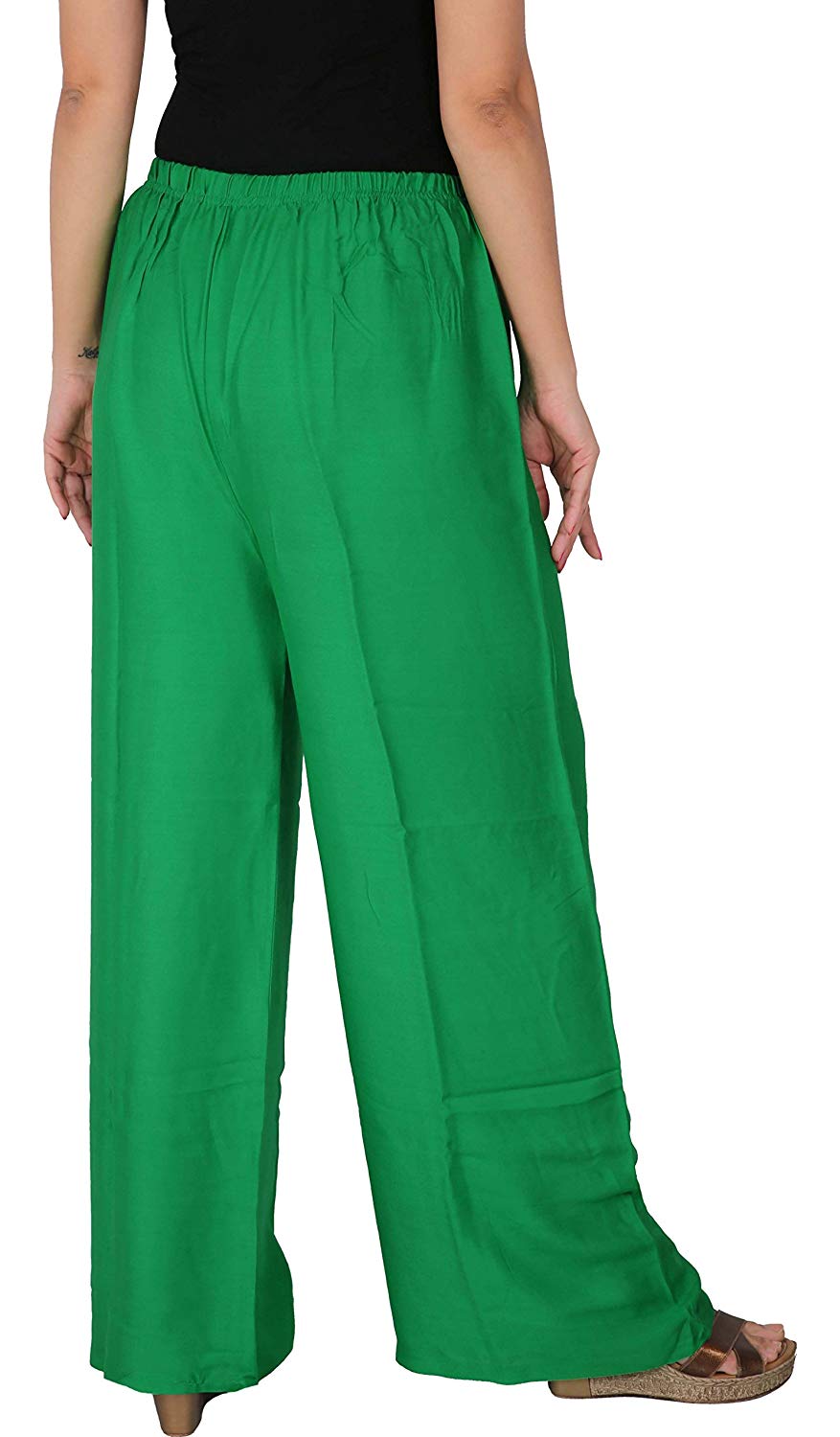 Vastraas Women’s Pure Rayon Plain Palazzo(Size: Free )Green