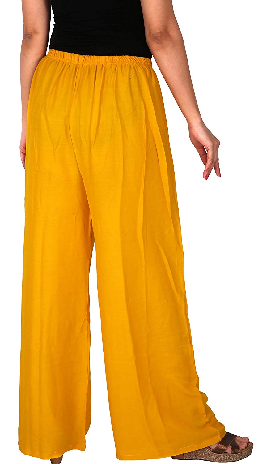 Vastraas Women’s Pure Rayon Plain Palazzo(Size: Free)Yellow Plazzo