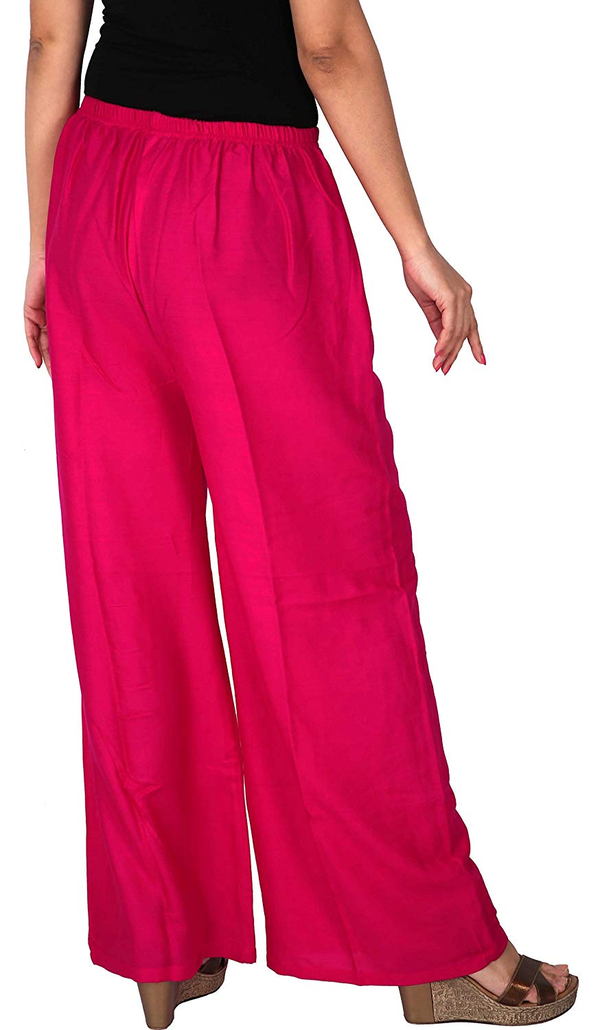 Vastraas Women’s Pure Rayon Plain Palazzo(Size: Free)Pink
