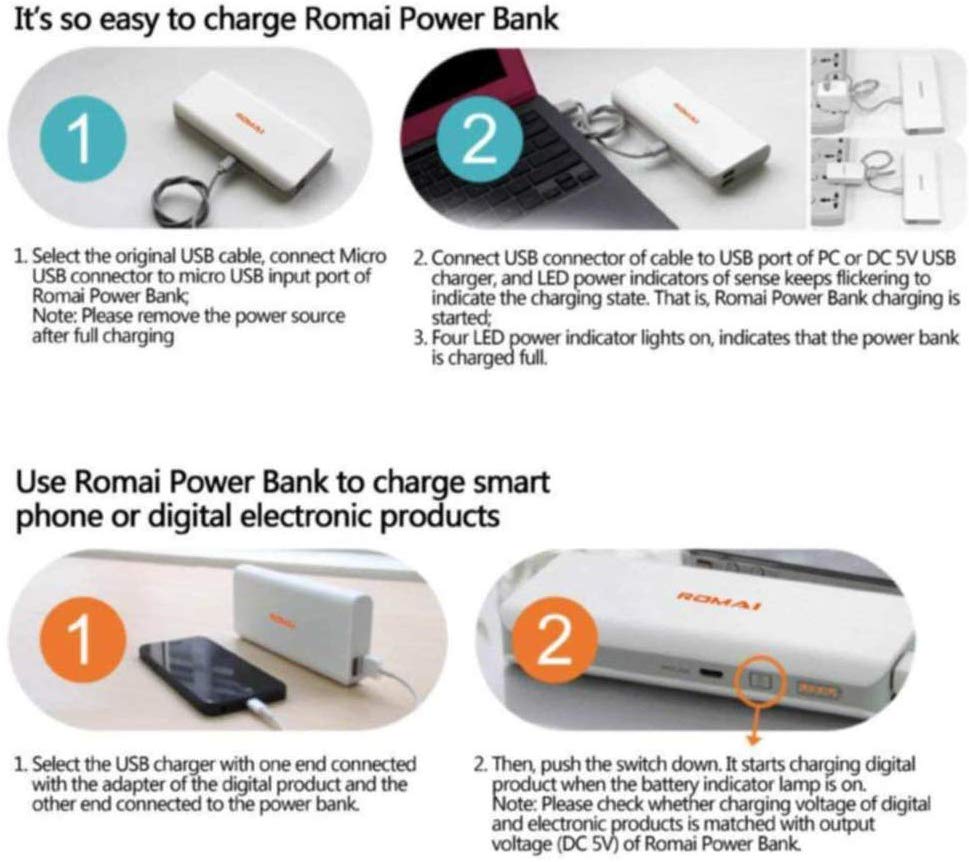 Romai 10000 Mah Power bank ( Black )