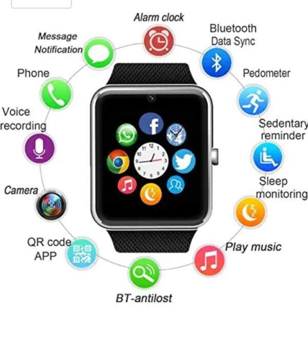 DZ09 phone Smartwatch  (Black, Silver Strap Reguler)