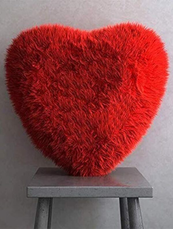 Vastraas Handicrafts Silk Heart Shape Pillow, 35cm (Red)
