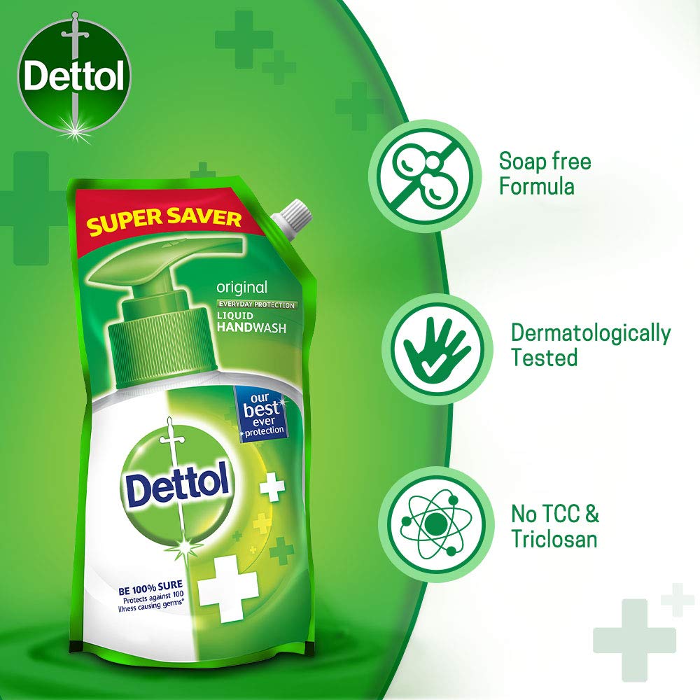 Dettol Germ Protection Ph.Balanced Liquid Handwash Refill, Original, 750 ml