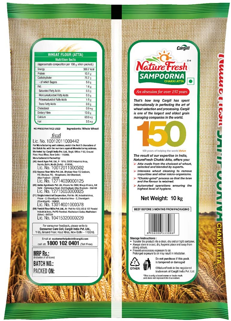 Nature Fresh Sampoorna Atta, 10kg