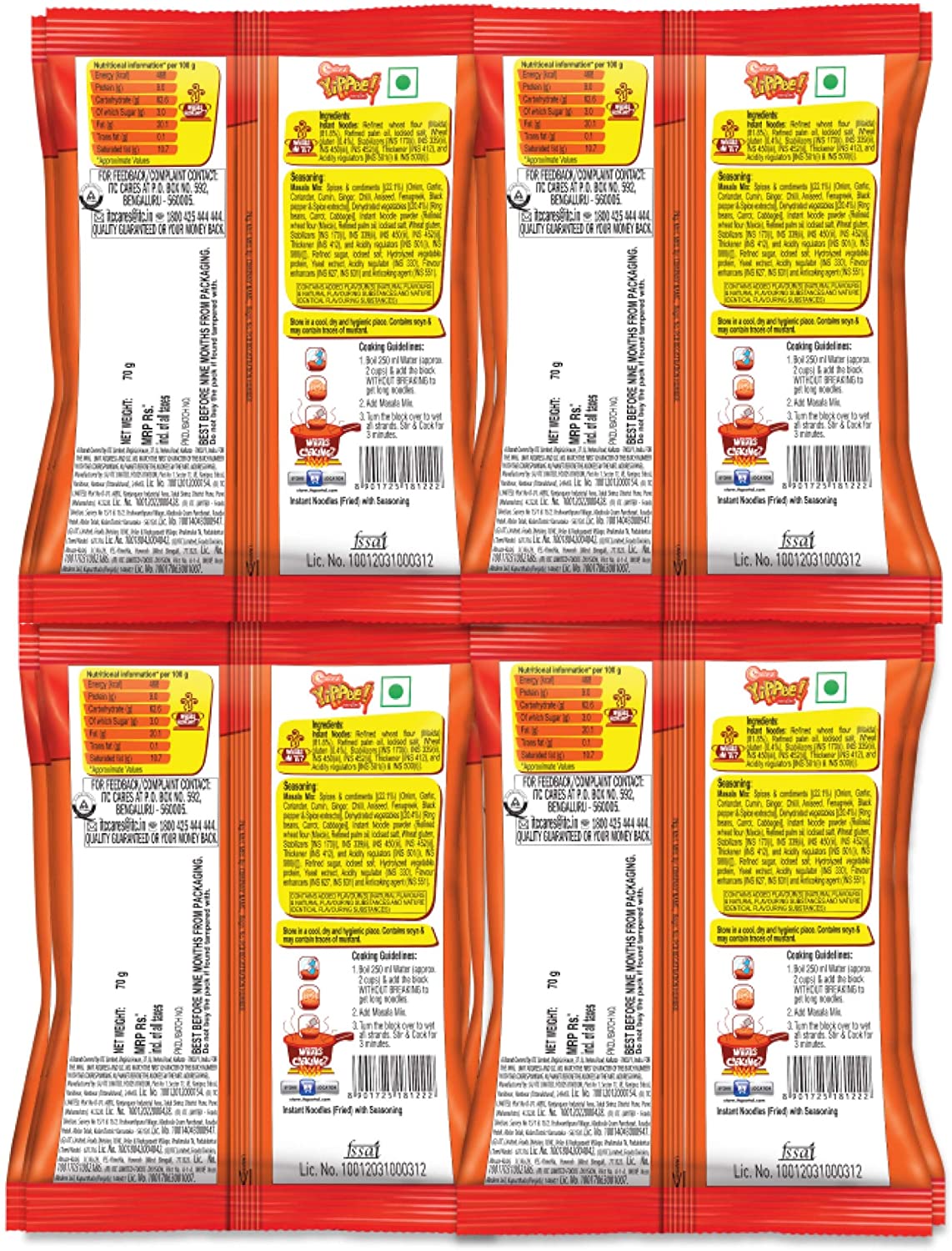 Sunfeast YiPPee! Magic Masala Long, slurpy Noodles | with Real Vegetables and nutrients | 12 x 70g Pack