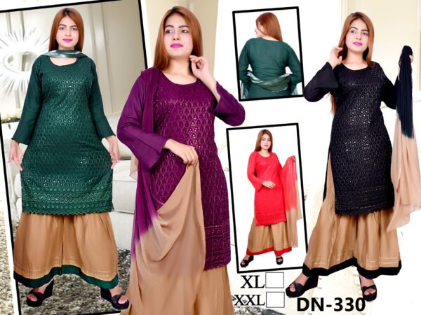 Vastraas Women's Reyon Stitched Embodry Plazzo Suit