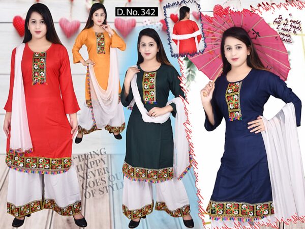 Vastraas Unique Women's Reyon Semi Stitched Sarara Plazzo Suit