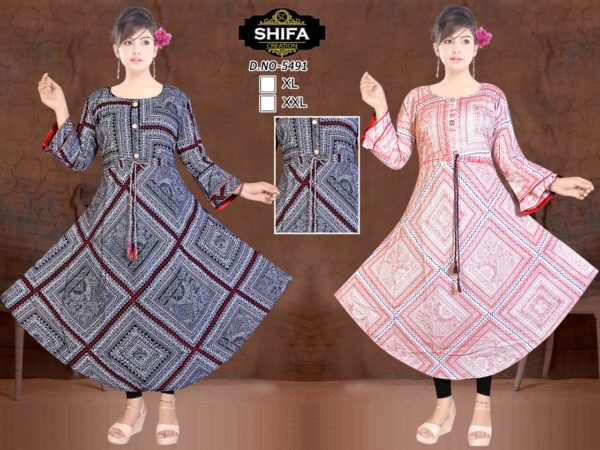 Vastraas Unique Women's Cotton MultiPrinted Print Frock Kurti