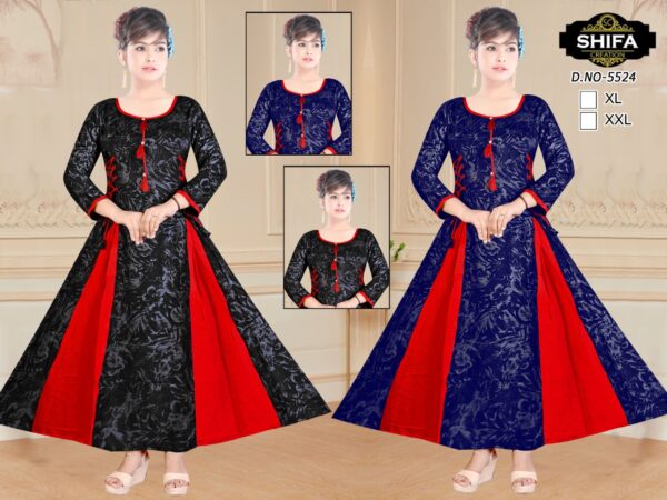 Vastraas Women's Cotton Printed Print Frock Kurti With Dori