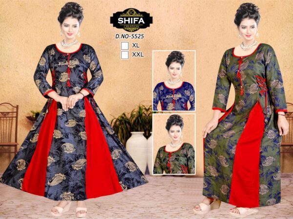 Vastraas Unique Women's Cotton Printed Print Frock Kurti With Dori