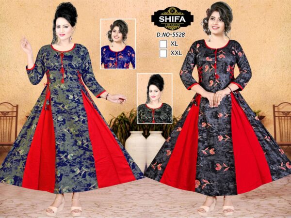 Vastraas Women's Cotton Printed Print Frock Uniqe Kurti With Dori