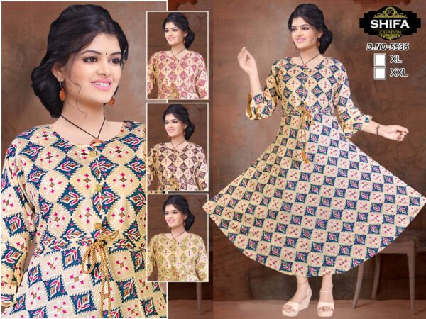 Vastraas Unique Women's Cotton Printed Print Frock Kurti