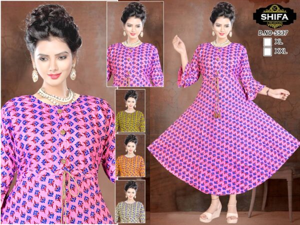 Vastraas Unique Women's Cotton Printed Print Frock Kurti