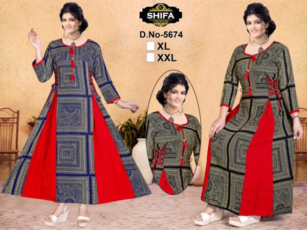 Vastraas Women's Cotton Printed Print Frock Uniqe Kurti With Dori