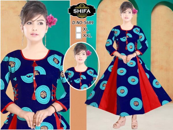 Vastraas Unique Women's Cotton Printed Print Frock Kurti