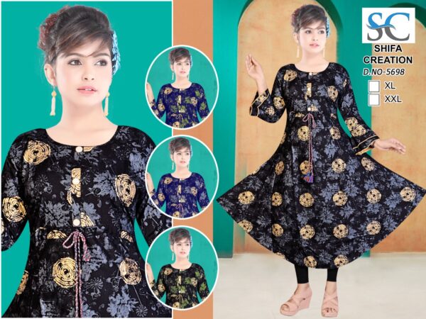 Vastraas Women's Cotton Printed Print Frock Kurti