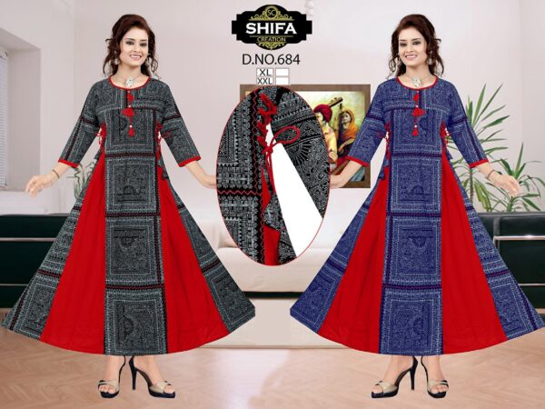 Vastraas Women's Cotton Printed Print Frock Kurti With Side Dori