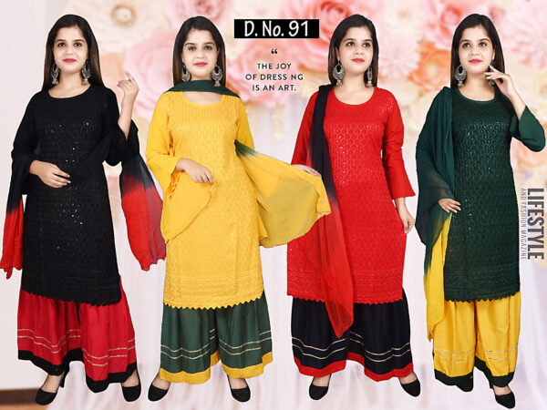 Vastraas Unique Women's Reyon Stitched Embodry Plazzo Suit