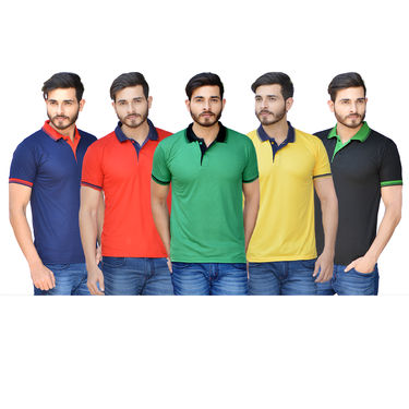 Vastraas Combo Set of 5 Polo Neck T-shirts for Men & boys