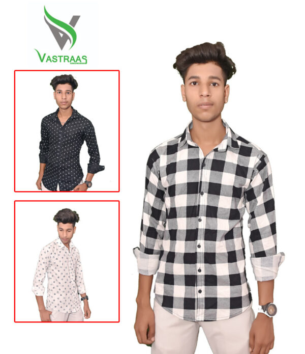 Vastraas Mens Slim Fit Checked Casual Shirt Combo