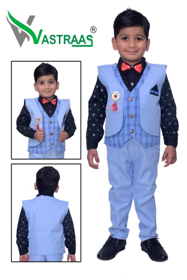 Vastraas kids Ethnic Wear 5 Piece Suit Dress for 1 to 7 Years Boys Clothing Shirt Pant and Blended Waistcoat Set