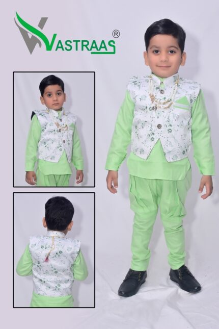 Vastraas Kids 3 Piece Ethnic Wear Baba Suit Set Boys