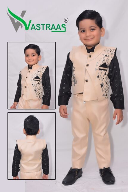 Vastraas Stylish Kids 3 Piece Ethnic Wear Baba Suit Set Boys Multi