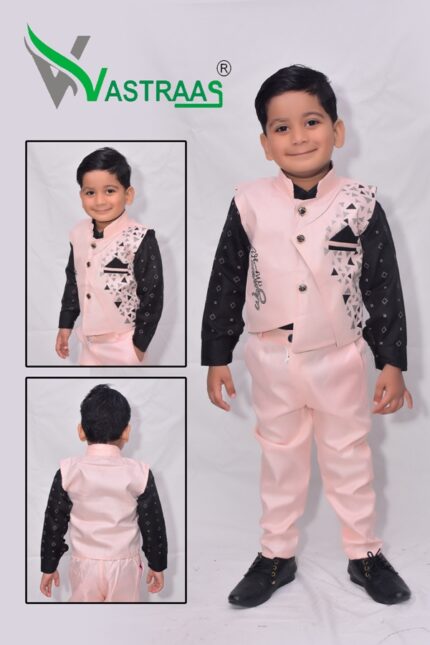 Vastraas Stylish Kids 3 Piece Ethnic Wear Baba Suit Set Boys Multi