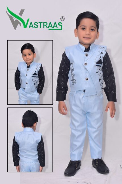 Vastraas Stylish Kids 3 Piece Ethnic Wear Baba Suit Set Boys Multi