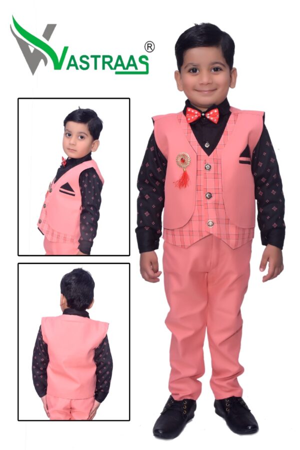Vastraas kids Ethnic Wear 5 Piece Suit Dress for 1 to 8 Years Boys Clothing Shirt Pant and Blended Waistcoat Set (Multicolor, Multiple Size)