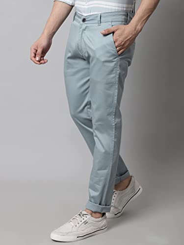 Vastraas Sea Blue Fit Men Cotton Lycra Blend Trousers