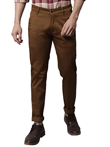 Vastraas Brown Fit Men Cotton Lycra Blend Trousers