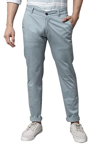 Vastraas Sea Blue Fit Men Cotton Lycra Blend Trousers