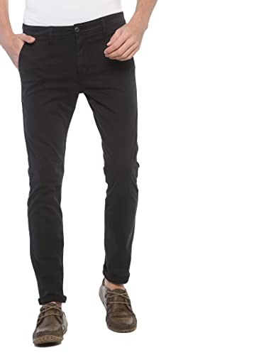 Vastraas Black Slim Fit Men Cotton Lycra Blend Trousers