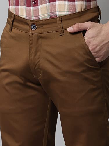 Vastraas Brown Fit Men Cotton Lycra Blend Trousers