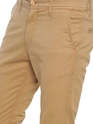 Vastraas Beige Slim Fit Men Cotton Lycra Blend Trousers