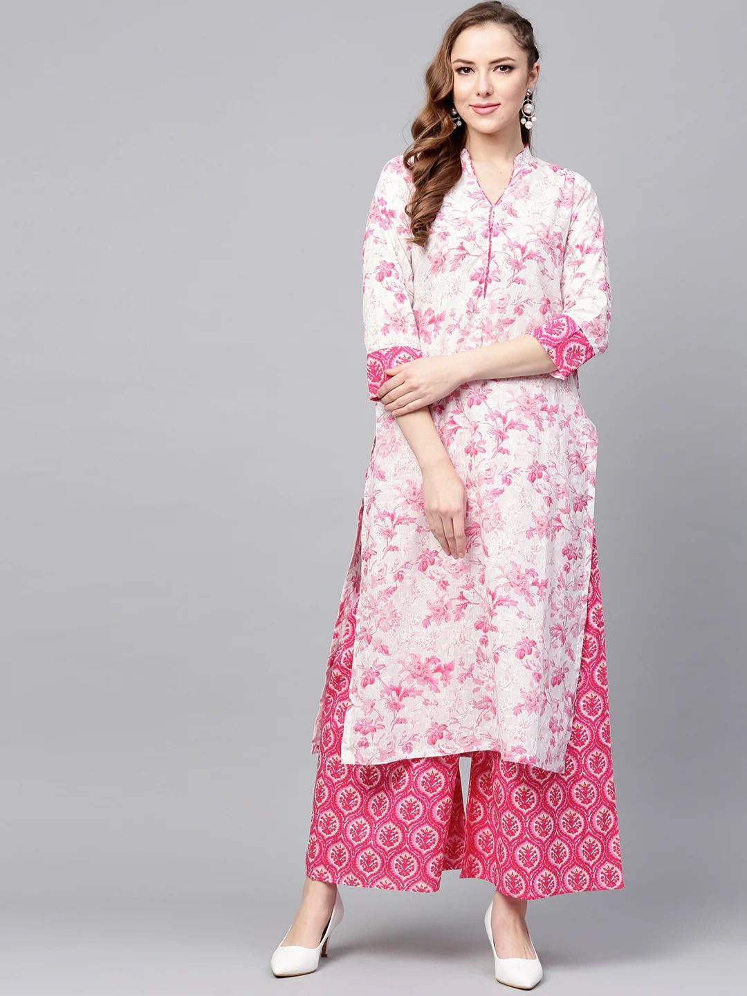 Vastraas Women Reyon printed & Embroidery kurti palazzo Set