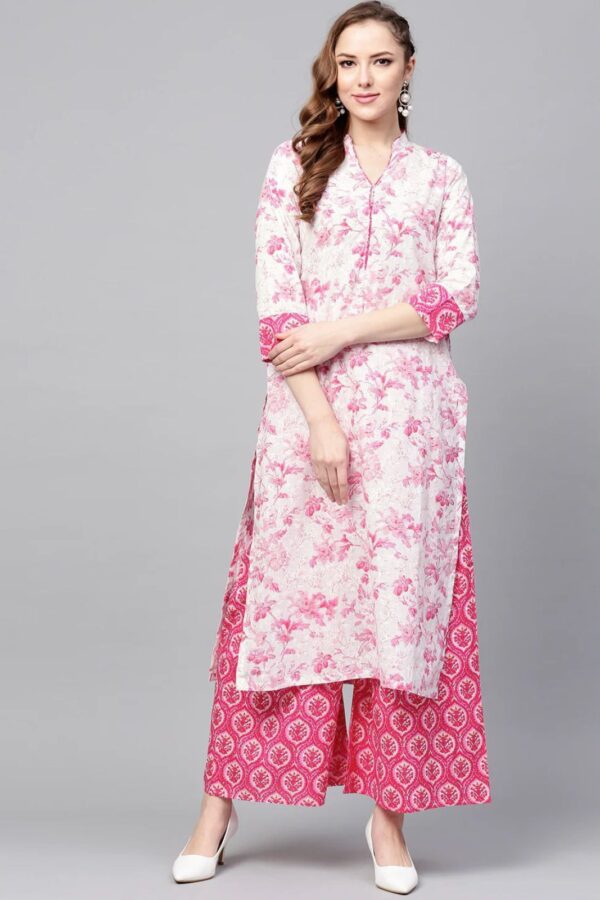 Vastraas Women Reyon printed & Embroidery kurti palazzo Set