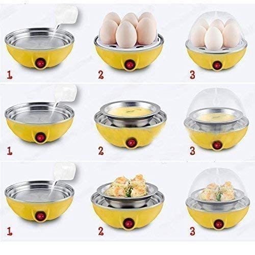 Egg Boiler Electric Automatic Off 7 Egg Poacher for Steaming, Cooking Also Boiling and Frying, Multi Colour@