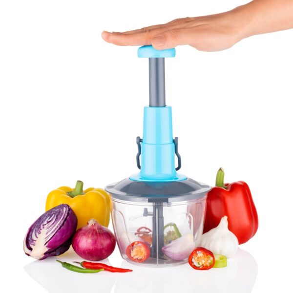 KINON Food Chopper 1100ml, Steel Large Manual Hand-Press Vegetable Chopper Mixer Cutter to Cut Onion, Salad, Tomato, Potato (Pack of 1) 1100ml