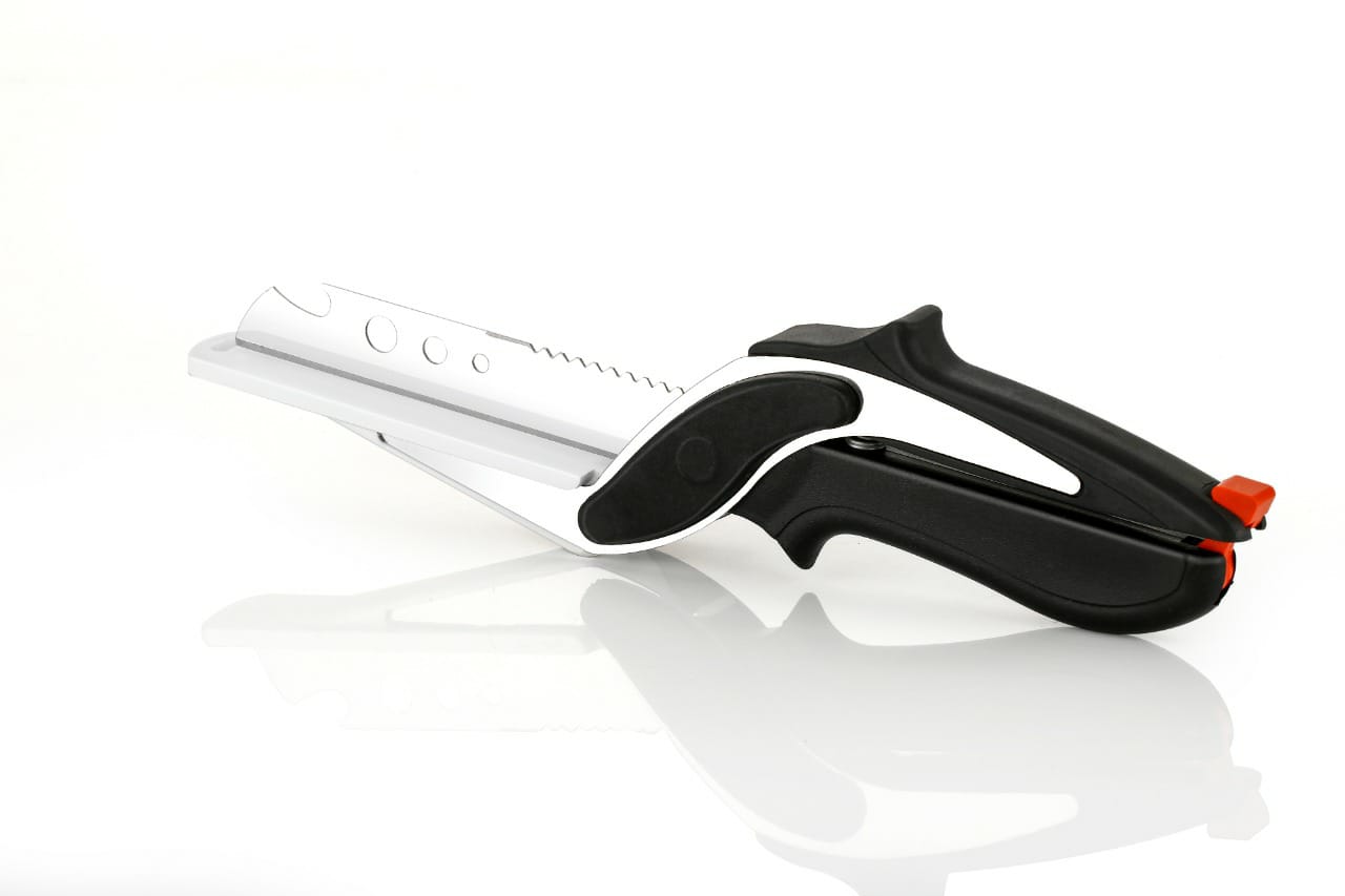 KINON 2 in 1 Stainless Steel Multi Functional Kitchen Vegetable Clever Cutter Scissor for Home/Kitchen with Lock System Clever Cutter