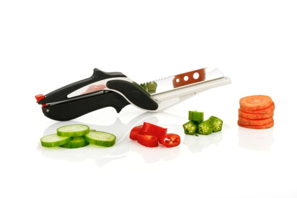 KINON 2 in 1 Stainless Steel Multi Functional Kitchen Vegetable Clever Cutter Scissor for Home/Kitchen with Lock System Clever Cutter