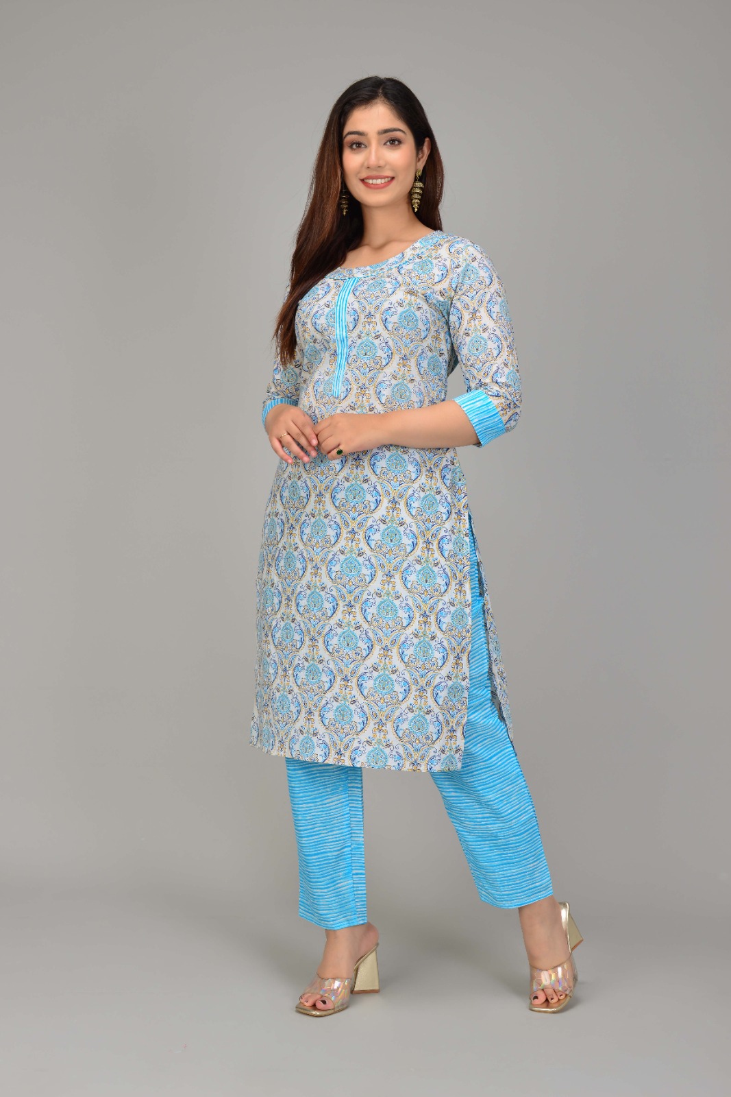 Vastraas Women Ladies Cotton 60*60 ladies kurti pant set