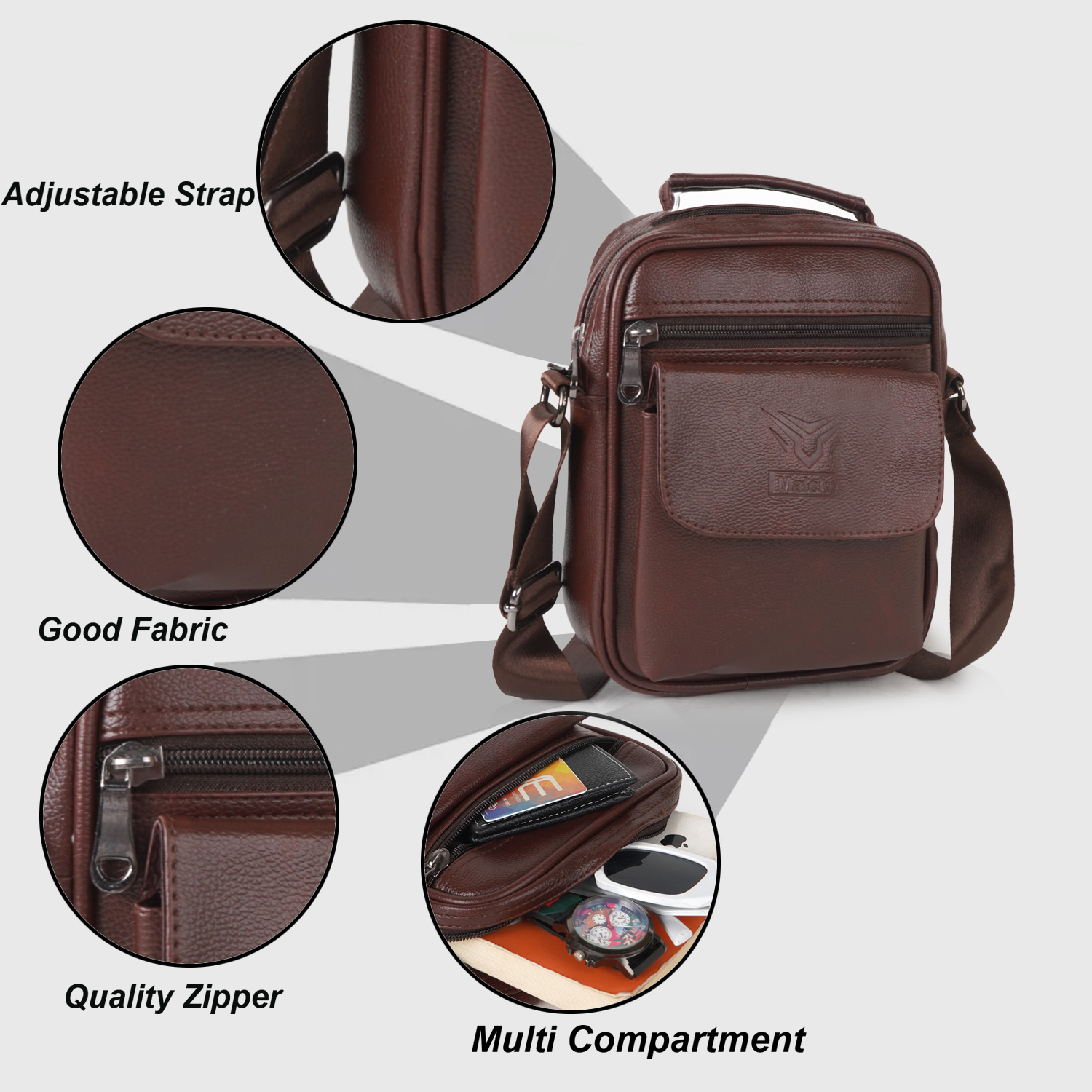 Yamaleko Crossbody Bag for Men Chest Bag for Ipad/Tablet Travel Office Business Messenger Shoulder Bag