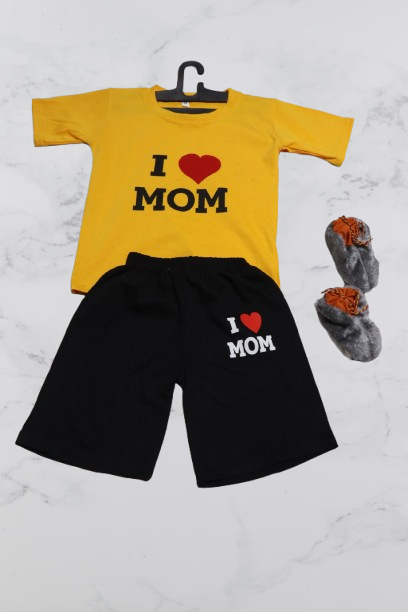 Vastraas Kids Cotton Shorts with T-shirt with cute Prints | Cotton Kids Printed Dress Black,White,Yellow| Combo in 3 Set different Print Style