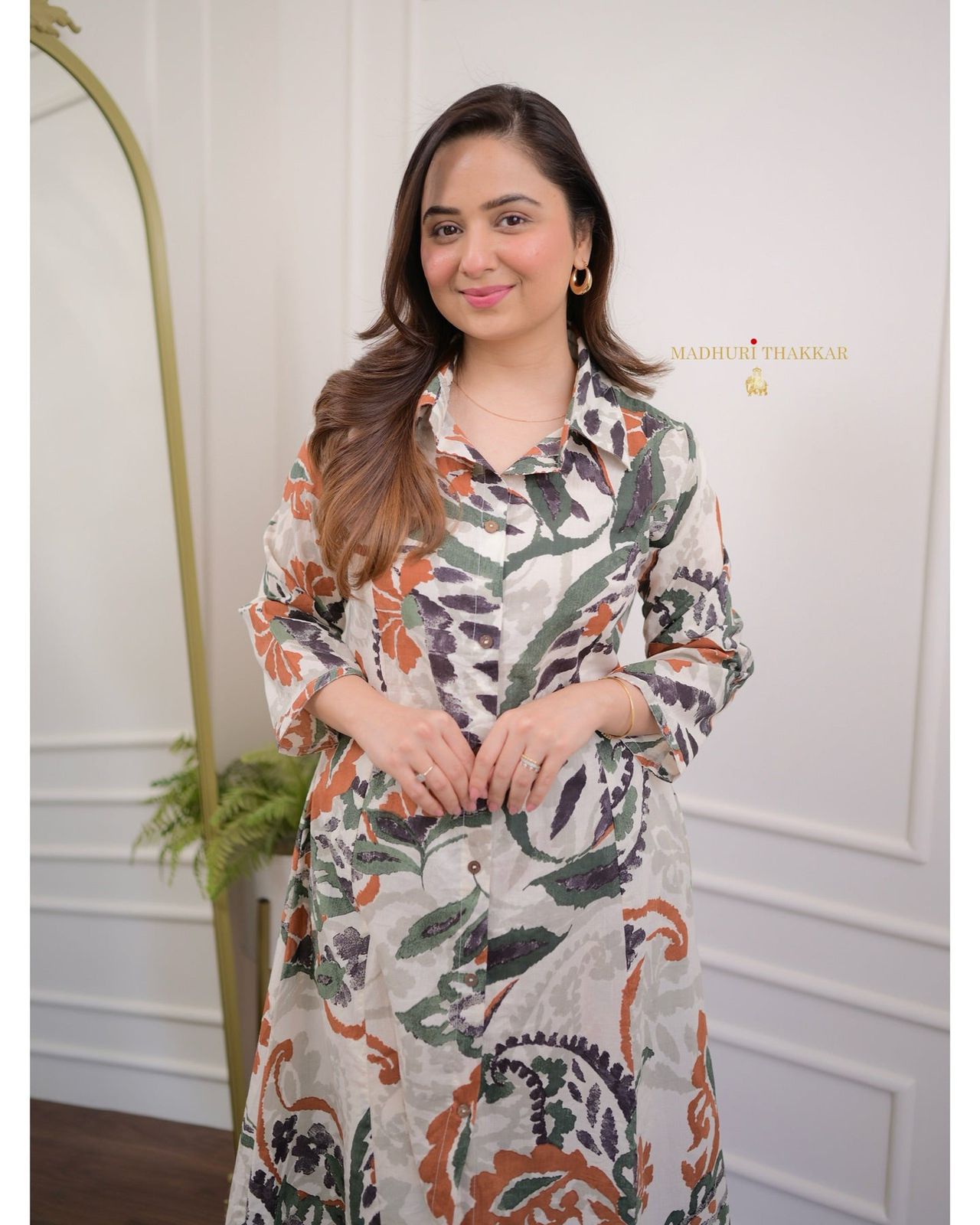 Vastraas Foresty Green Cotton Co-ord Jumpsuit and Overall Set: Camoflauge Print, Collared Neck, 3/4th Sleeves, Regular Fit | Coord set for Women and teenage girls